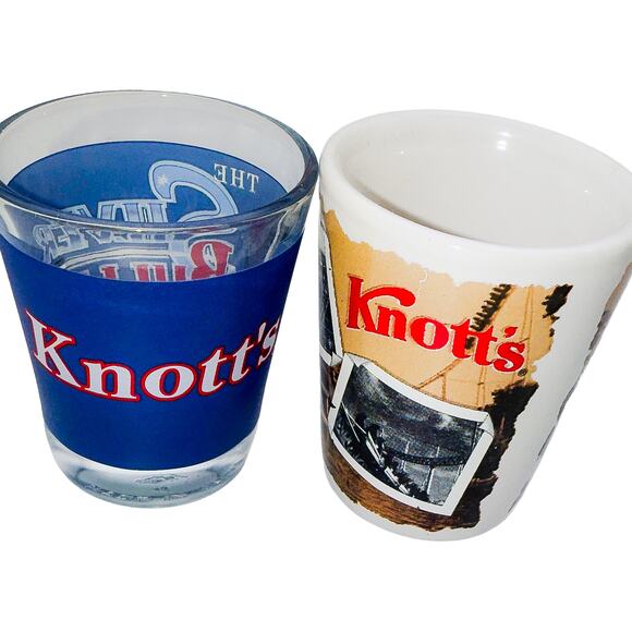 Knott's Berry Farm Amusement Park Silver Bullet Set of 2 Souvenir Shot Glasses - Picture 1 of 6